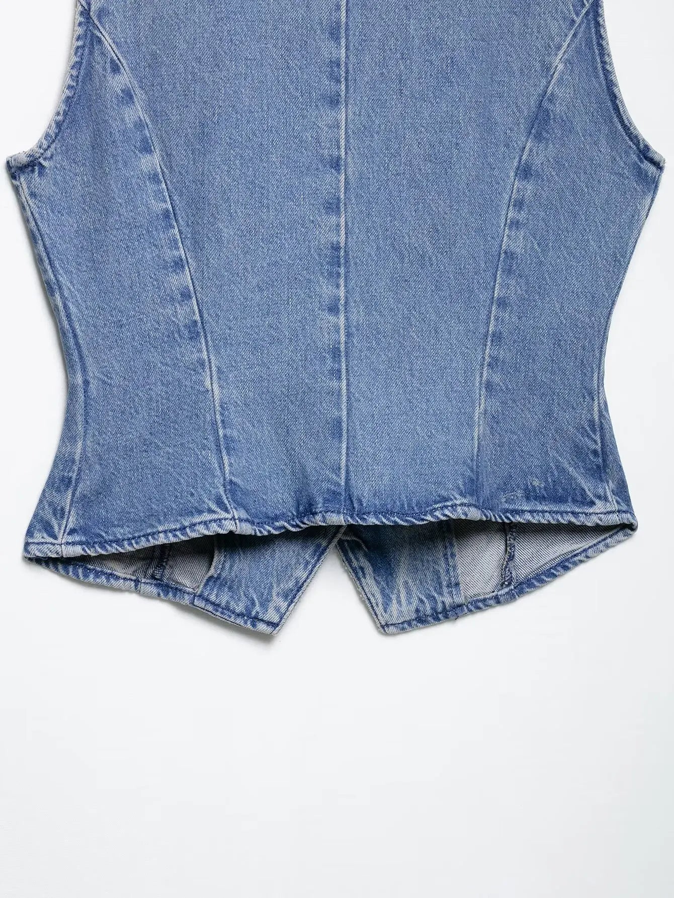Set denim donna 2 pezzi 2025 – gilet con bottoni + jeans a vita alta wide-leg, look streetwear casual chic