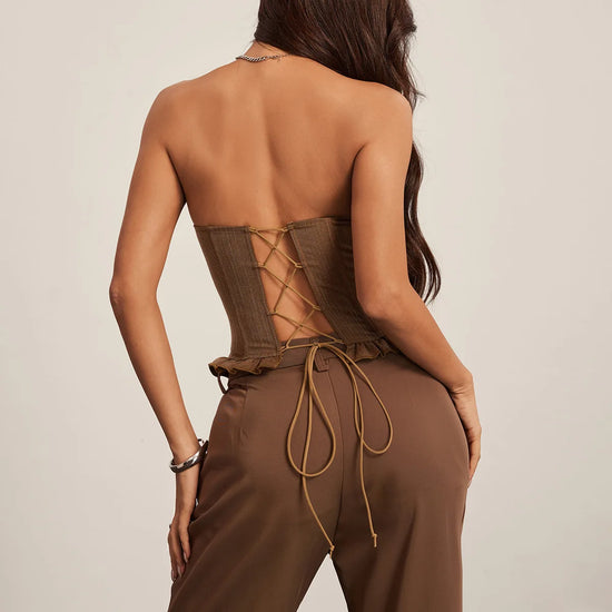 Corsetto Donna Pizzo con Stecche – Top Sexy Modellante