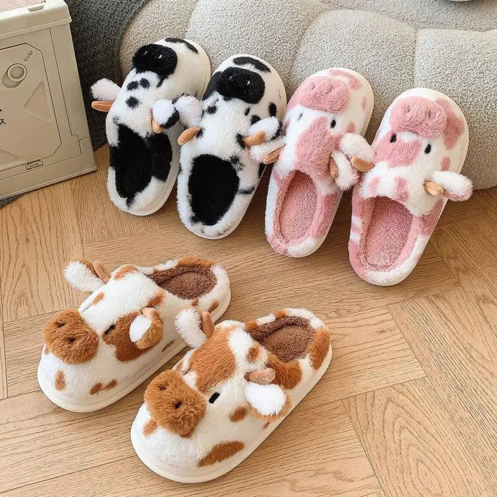 Pantofole Mucca Donna in Peluche – Ciabatte Calde da Casa