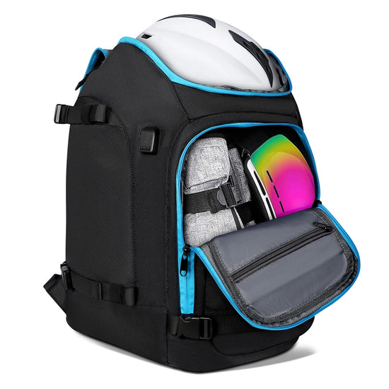 Zaino da viaggio sci/snowboard 50 L impermeabile – borsa scarponi & casco, scomparto wet/dry, trasporto attrezzatura neve