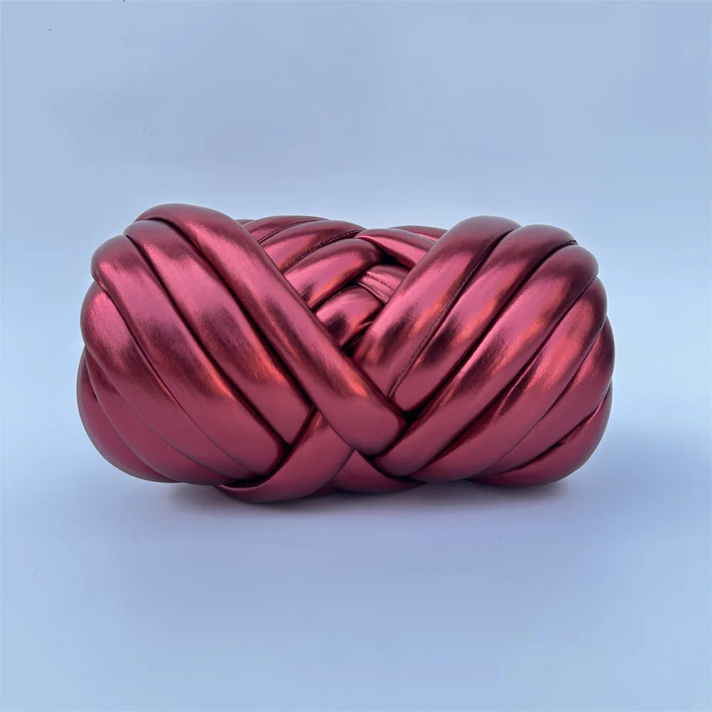 Filato mesh / ecopelle marshmallow per borse e uncinetto – opaco/lucido + pelle intrecciata artigianale