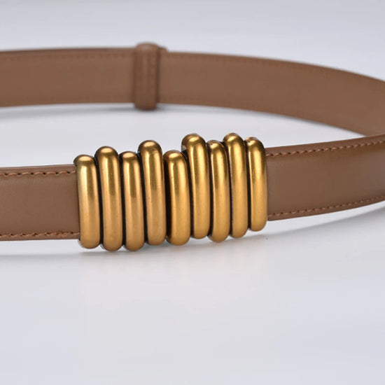 Cintura donna ecopelle vera 2025 – skinny knot belt in cowhide con fibbia gold, cintura regalo moda