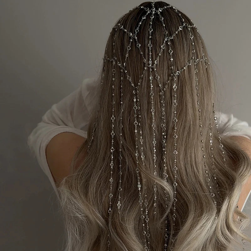 Cerchietto Donna con Strass e Frange – Oro o Argento