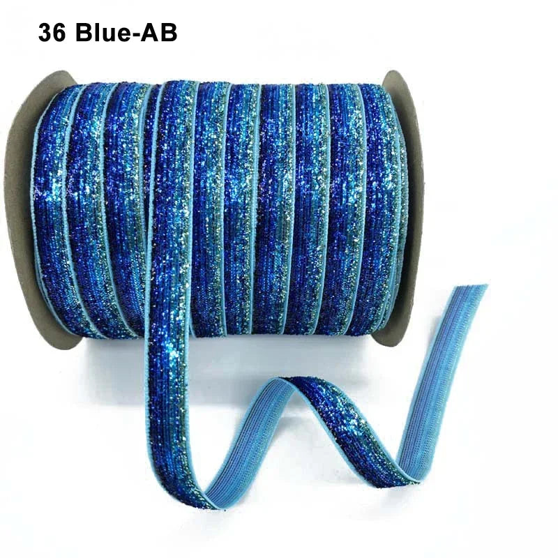 Nastro velluto glitter 10 mm – 50 metri multicolore per decorazioni, fai-da-te, confezioni regalo e artigianato