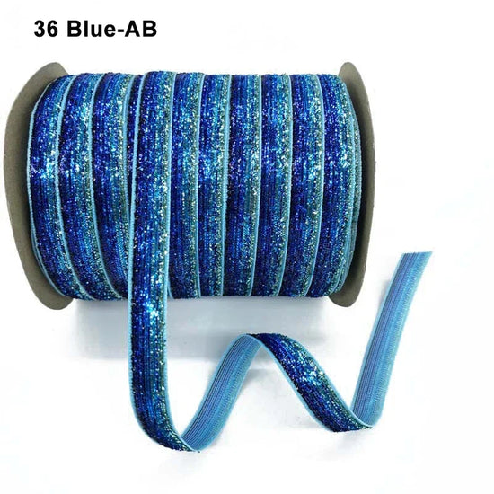 Nastro velluto glitter 10 mm – 50 metri multicolore per decorazioni, fai-da-te, confezioni regalo e artigianato