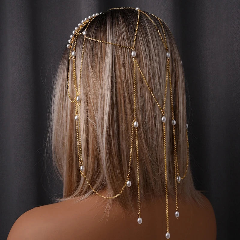 Cerchietto Gioiello Donna con Strass e Frange Lunghe – Oro o Argento