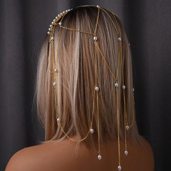 Cerchietto Gioiello Donna con Strass e Frange Lunghe – Oro o Argento