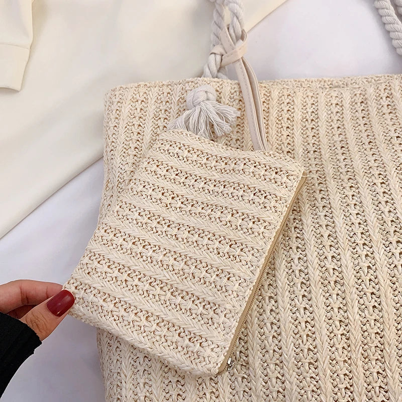 Borsa Tote Donna in Paglia Grande Capacità – Stile Boho Estivo