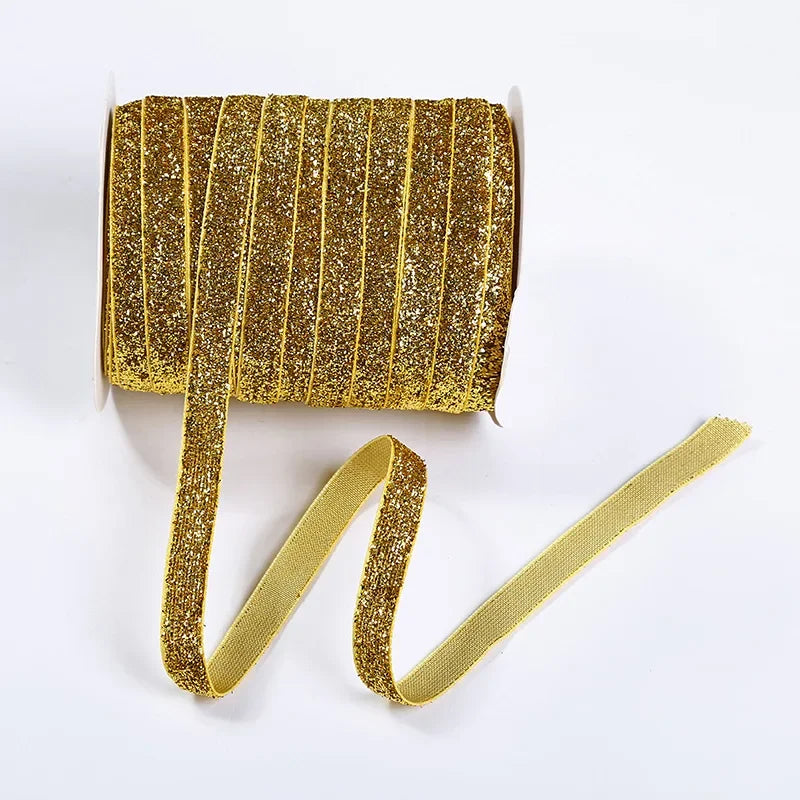 Nastro velluto glitter 10 mm – 50 metri multicolore per decorazioni, fai-da-te, confezioni regalo e artigianato