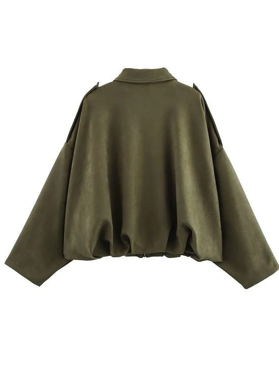 Giacca Bomber Oversize  Donna Stile Vintage – Giubbotto Elegante e Morbido per Occasioni Speciali