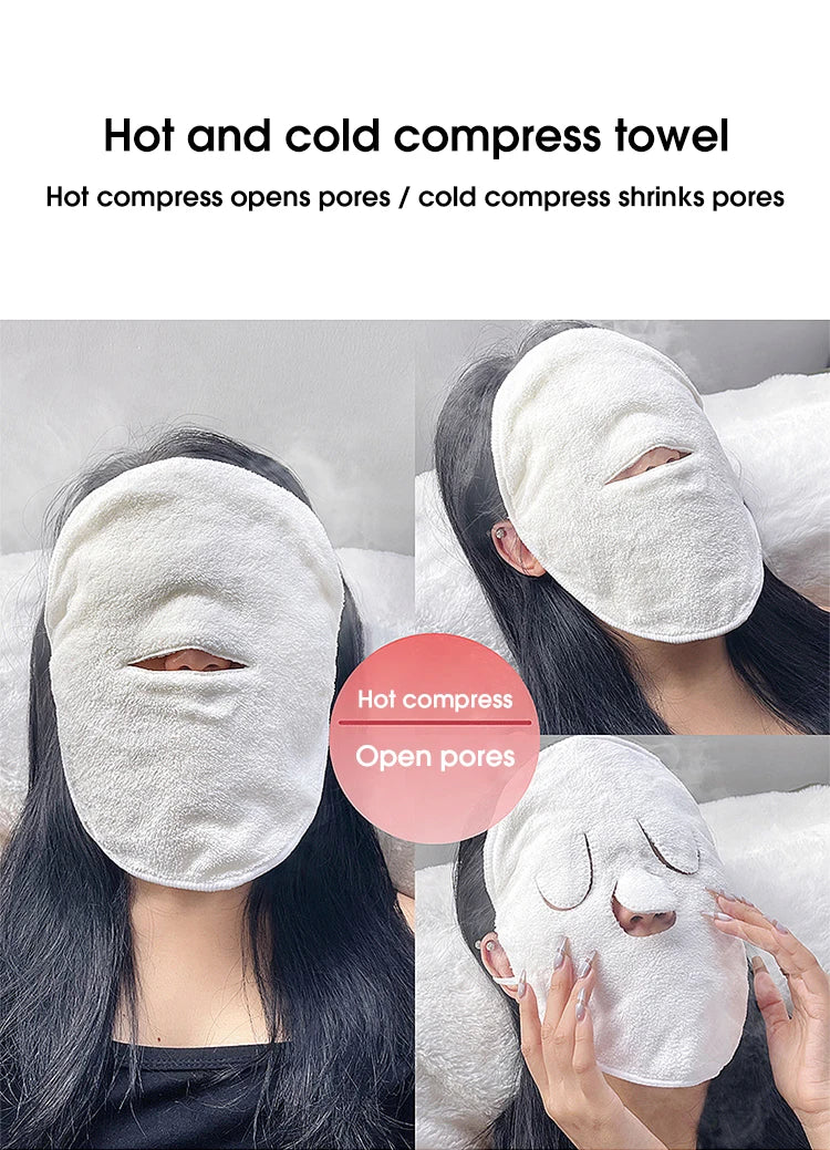 Asciugamano Viso Caldo/Freddo per Skincare – Maschera Viso con Compressa Termica e Ganci