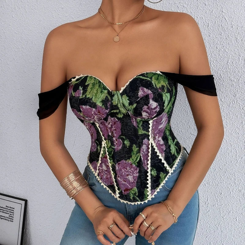 Top Donna in Pizzo Ricamato – Corsetto Elegante e Sexy