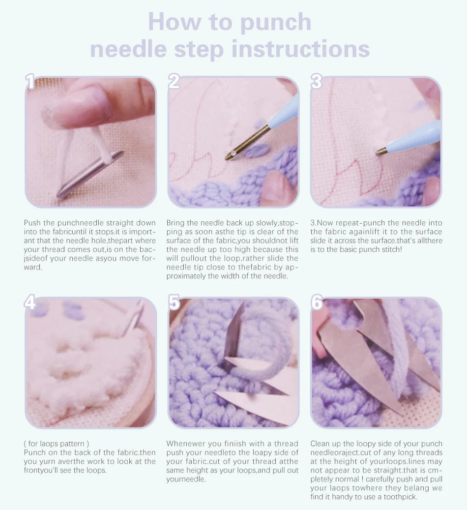 Kit Punch Needle Animali – Ricamo DIY per Principianti