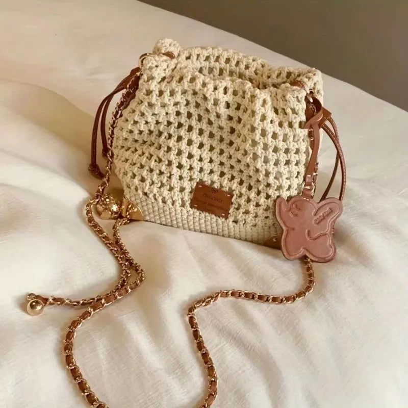 Borsa in Paglia Beige Donna a Tracolla – Estivo Casual Chic