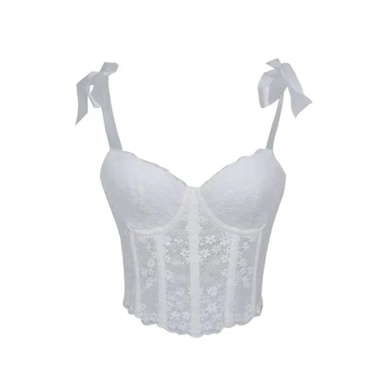 Corsetto Sexy in Pizzo Trasparente – Bustier Push Up Donna