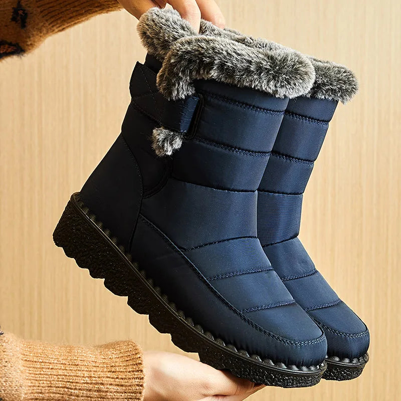 Stivali Invernali Donna – Ankle Boots Impermeabili con Pelliccia, Antiscivolo e Tacco Basso