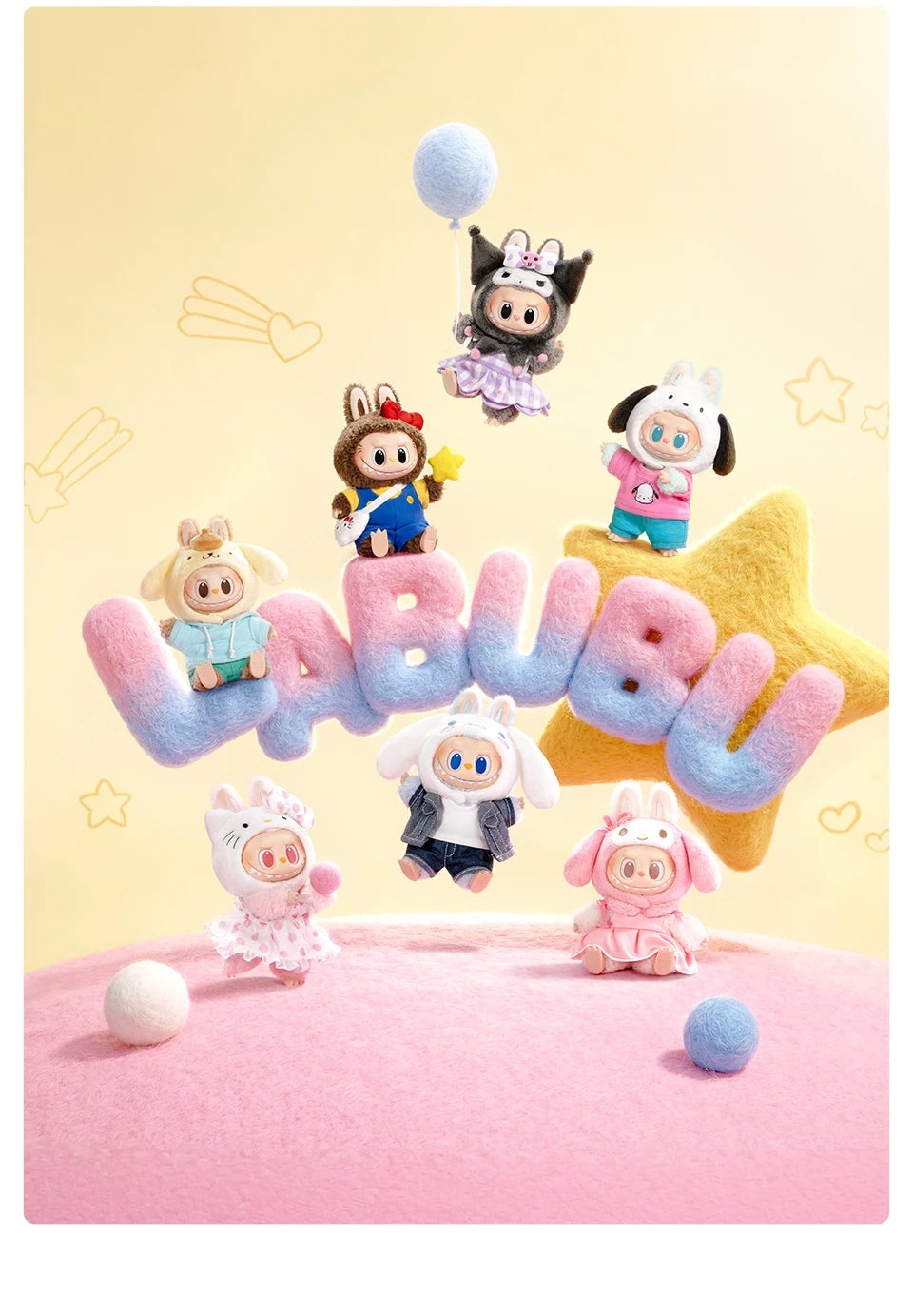 Blind Box Pop Mart Labubu x Sanrio – Pendant Kawaii da Collezione 1/6 pezzi