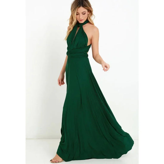 Abito Lungo Multiway Donna con Scollo a V – Vestito Trasformabile Elegante