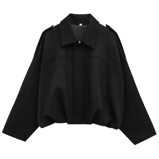 Giacca Bomber Donna con Zip, Collo a Revers e Maniche Lunghe – Giubbotto Corto Stile High Street 2025 per Autunno/Inverno