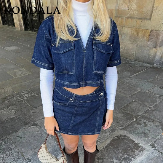 Completo Denim Donna – Set Top e Shorts Elegante Estate
