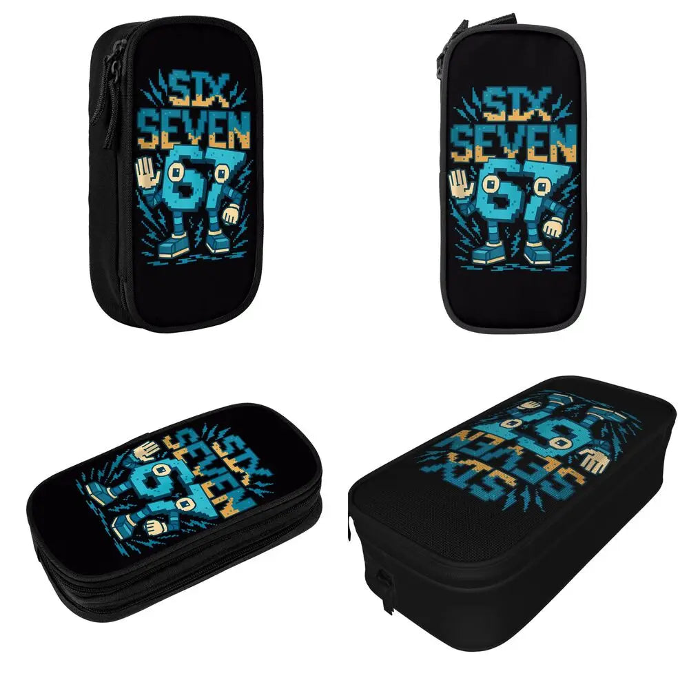Meme 6 7 Six Seven Italian Steal A Brainrot 67 Pencil Case Canvas Pencil Box Child Vintage College School Pencil Cases Supplies