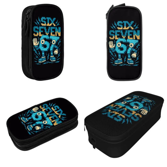 Meme 6 7 Six Seven Italian Steal A Brainrot 67 Pencil Case Canvas Pencil Box Child Vintage College School Pencil Cases Supplies