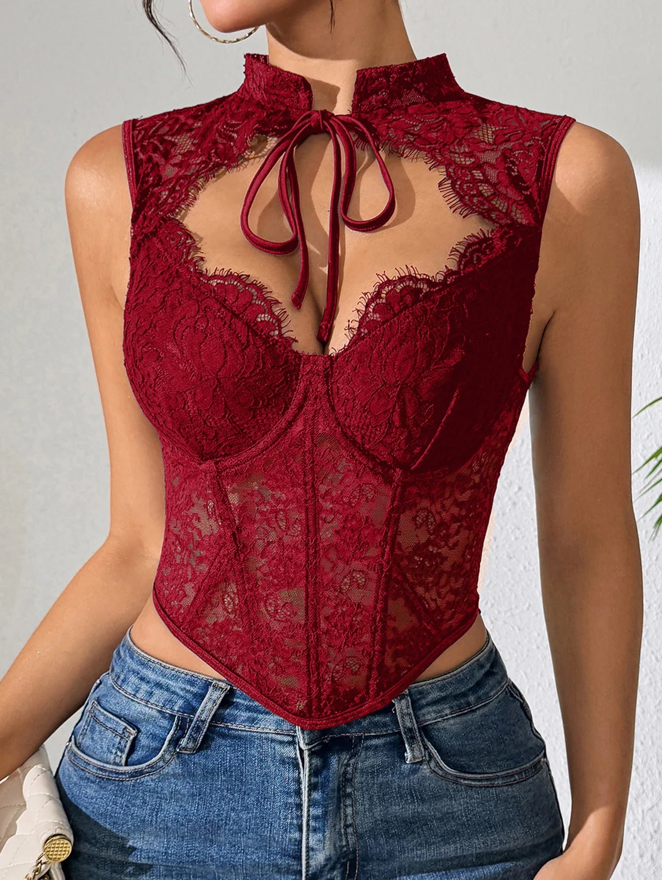 Top Corsetto in Pizzo Donna – Canotta Sexy Aderente