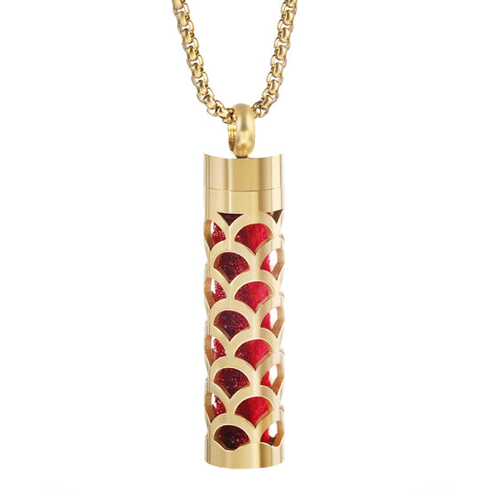 Collana dorata con diffusore per oli essenziali in acciaio inox – Gioiello aromaterapico profumato per donna