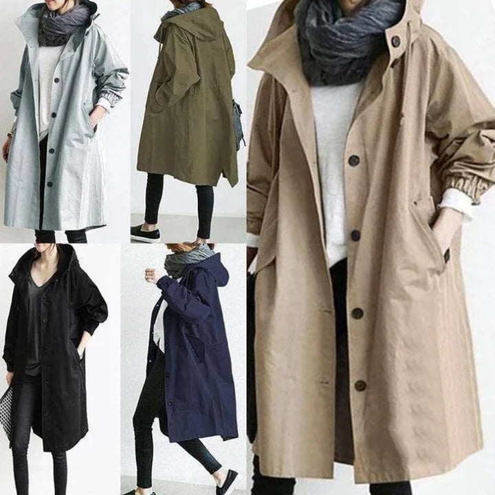 Giacca windbreaker donna con cappuccio, tasche e chiusura a bottoni – antivento, impermeabile, quick-dry, perfetta per escursioni e outdoor