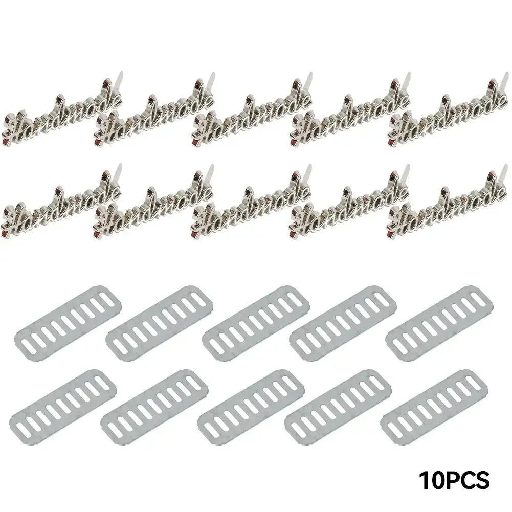 10Pcs Handmade etichette in metallo fatte a mano – Personalizzazione per abbigliamento, scarpe, borse e progetti