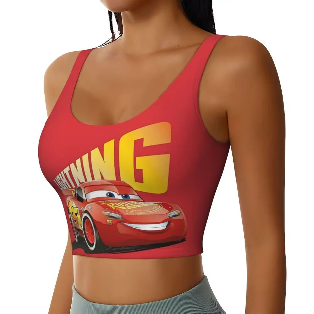 Maglia cars SaettaMcQueen Donna | Cartoon Fitness Crop Top Cars