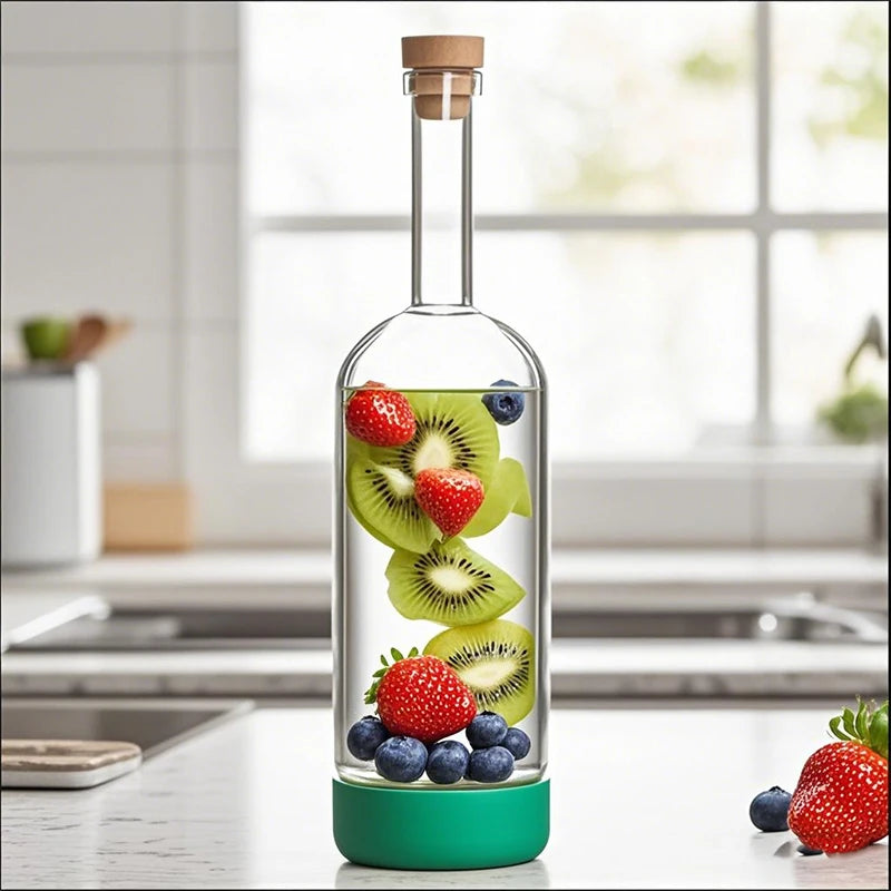 Bottiglia per Licuori in Vetro 800 ml con Scala Graduata per Cocktail e Cucina
