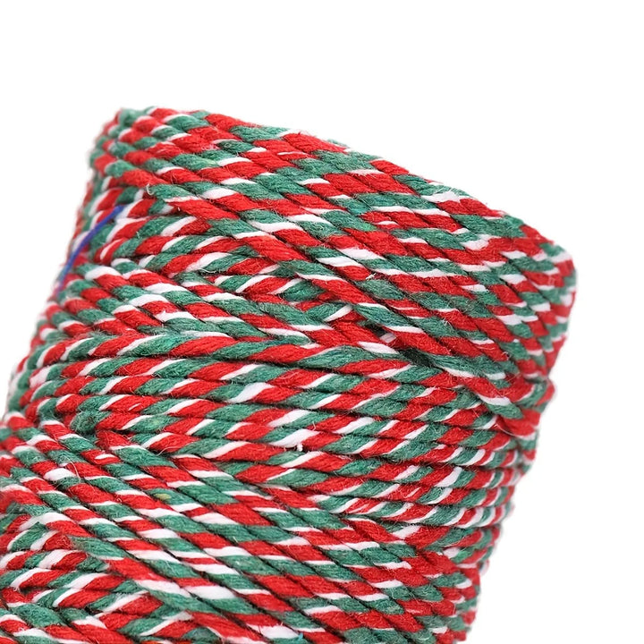Cordoncino in cotone 100 m × 1,5 mm misto colori rosso/verde/bianco – filo decorativo