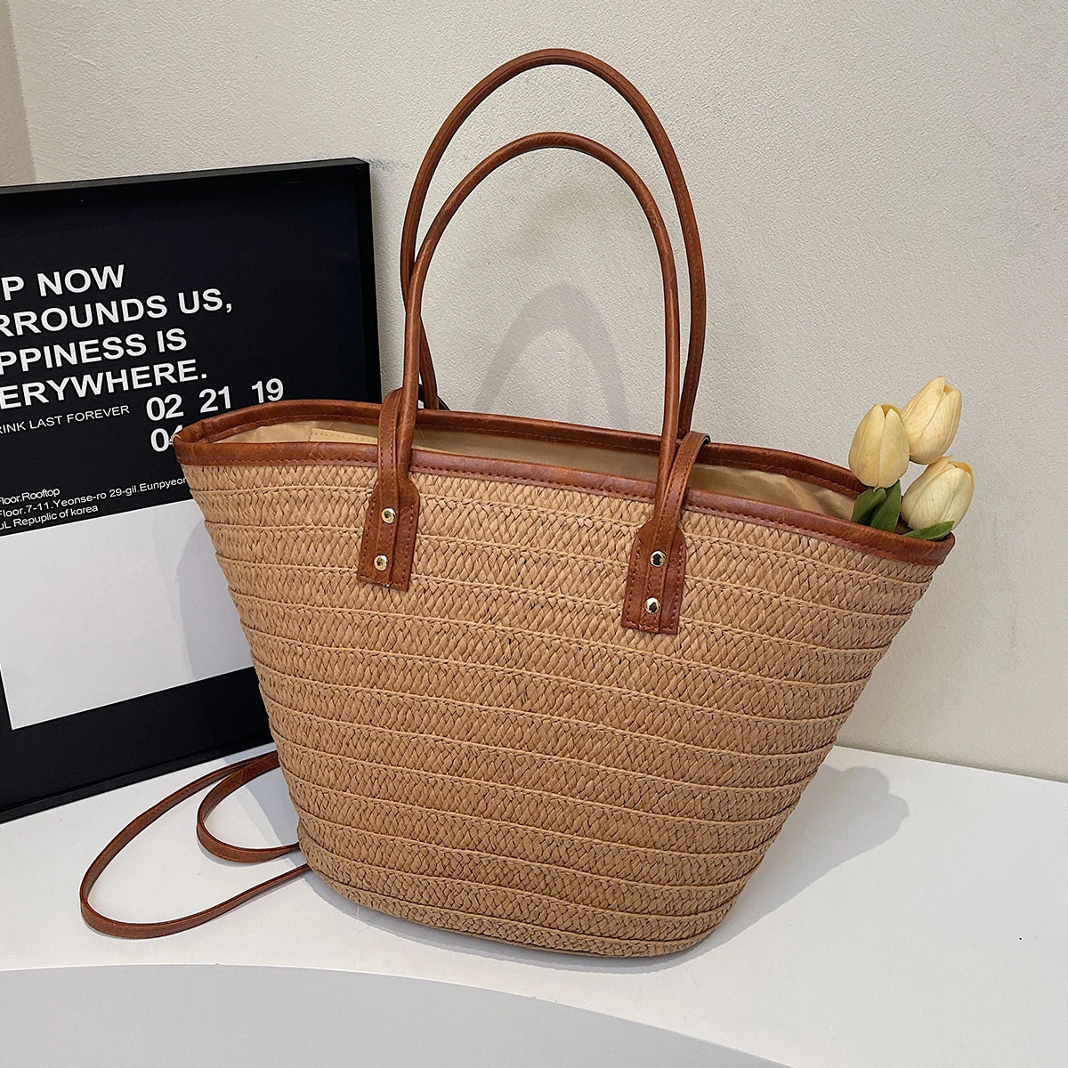 Borsa Donna in Paglia Intrecciata – Tote Estiva con Zip
