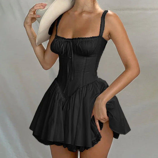 Mini Abito Corsetto in Pizzo Floreale – Estate 2025, Bianco/ Giallo/Rosso/Blu