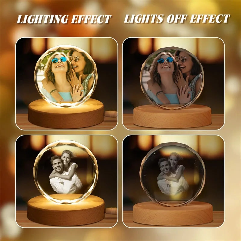 Cristallo Rotondo Personalizzato con Foto e Incisione – Ricordo Elegante per Anniversario e Matrimonio