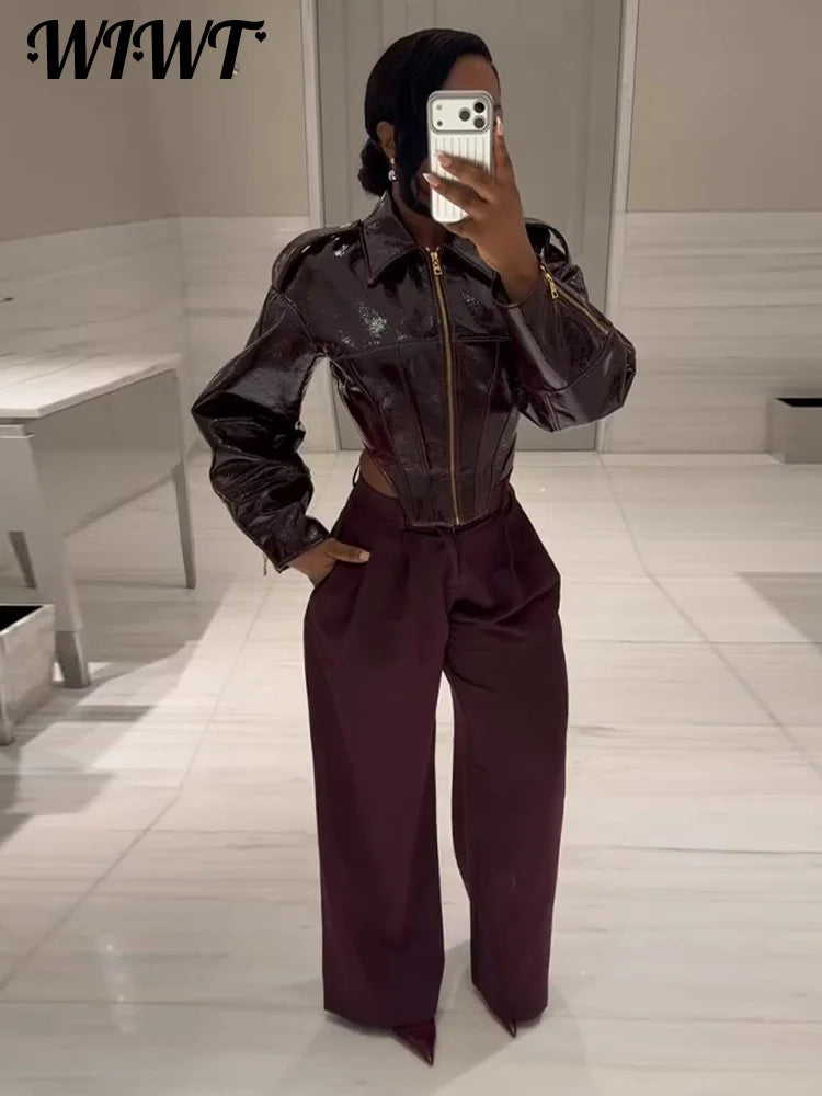 Giacca Crop in Ecopelle Vintage da Donna – Spring 2026 Streetwear con Zip e Colletto