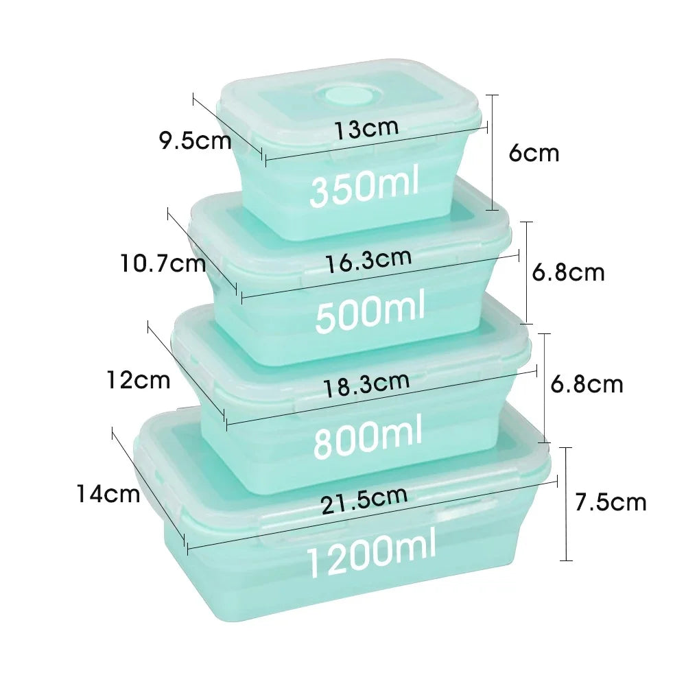 Contenitori Alimentari Pieghevoli 4 Pezzi – Set Salvaspazio in Silicone