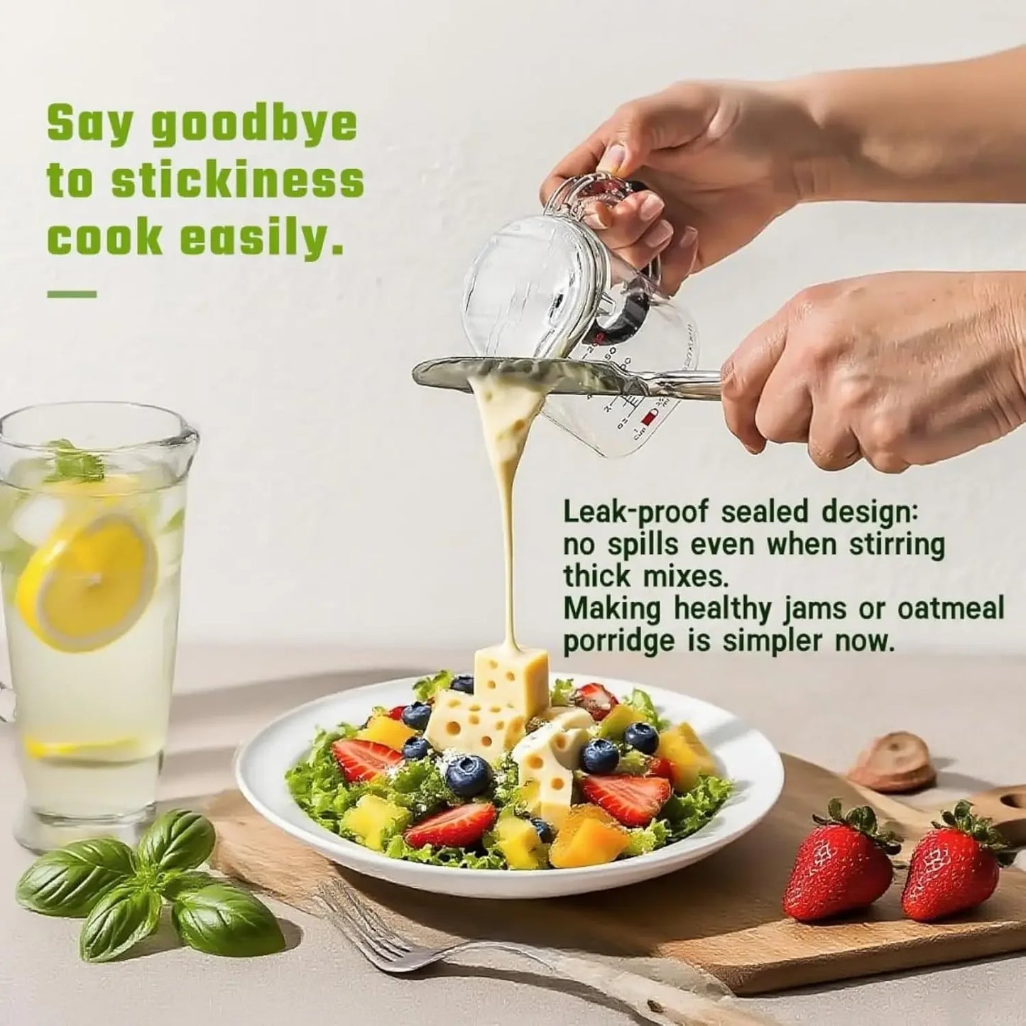4-IN-1 Measuring Cup Adjustable MultiFunctional Measuring Cup With Scraper-Style Seal Base Kitchen Cube Cups Tools For Cooking