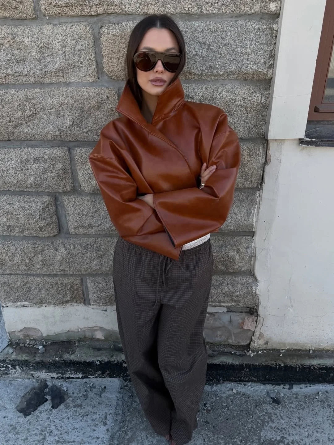 Giacca Donna Effetto Pelle Vintage con Zip - immagine 41