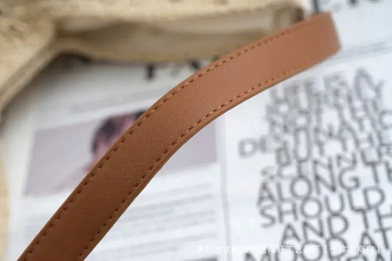 Borsa in paglia intrecciata traforata – straw hollow-out shoulder bag con tasca per smartphone, ideale per viaggio e shopping