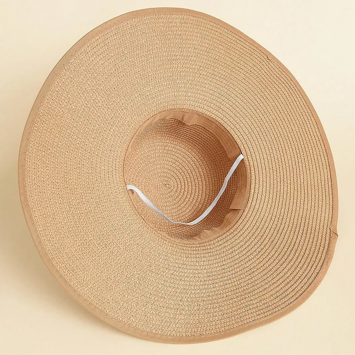  Cappello donna estivo in paglia con fiocco decorativo, tesa larga e colori eleganti