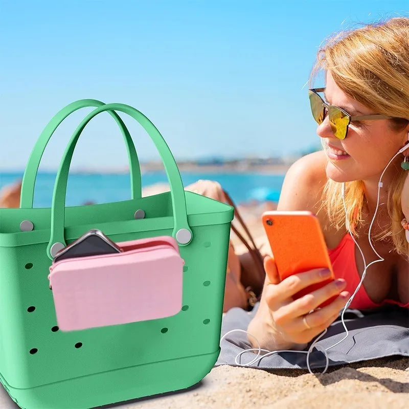 Pochette silicone donna compatibile Bogg Bag impermeabile porta trucco e smartphone mare