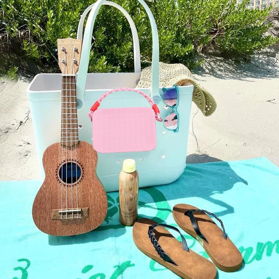Pochette silicone donna compatibile Bogg Bag impermeabile porta trucco e smartphone mare