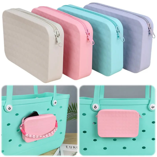 Pochette silicone donna compatibile Bogg Bag impermeabile porta trucco e smartphone mare