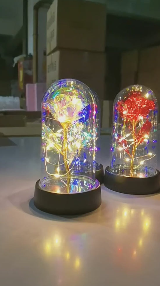 Rosa Eterna in Vetro con Luce – Fiore Romantico Regalo San Valentino