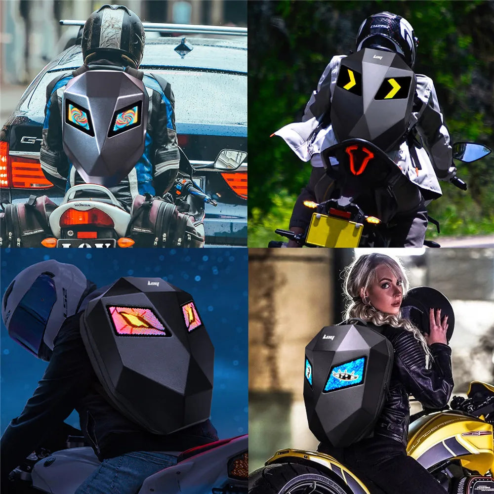Zaino LED moto programmabile unisex con grande capacità e schermo Bluetooth impermeabile