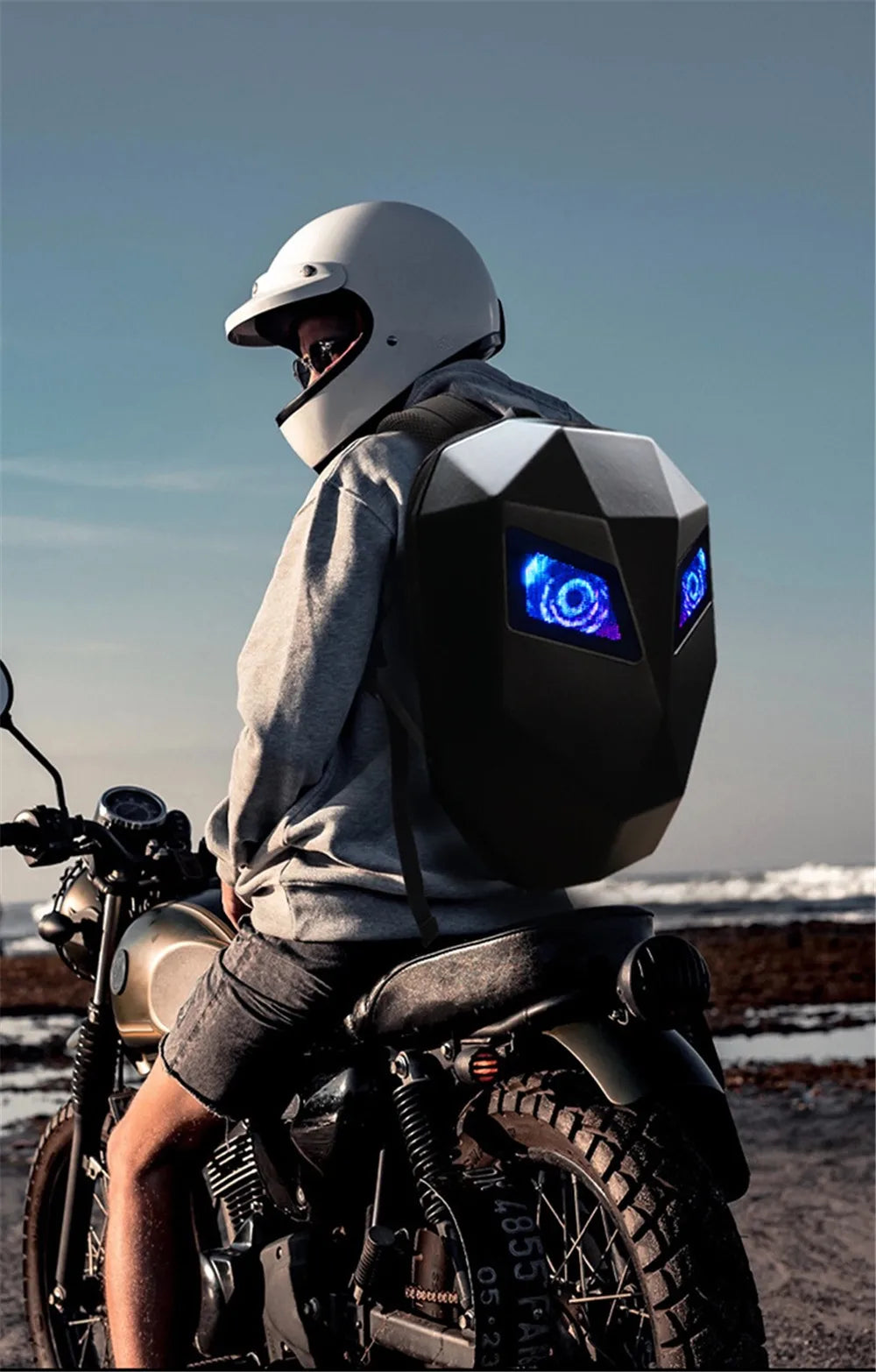 Zaino LED moto programmabile unisex con grande capacità e schermo Bluetooth impermeabile