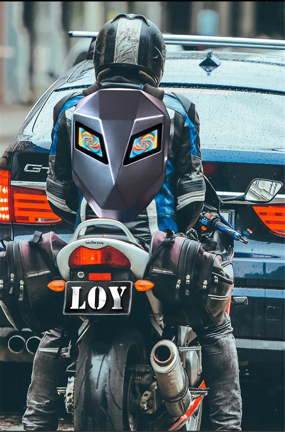 Zaino LED moto programmabile unisex con grande capacità e schermo Bluetooth impermeabile