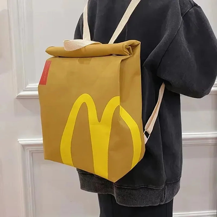Zaino roll-top stile McDonald’s unisex – backpack casual per scuola e tempo libero, capiente e leggero